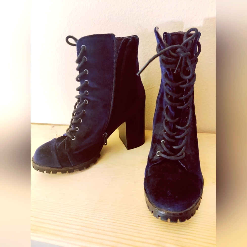 Women's Royal Blue Velvet Ankle Boots